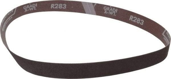 Norton - 1" Wide x 30" OAL, 80 Grit, Aluminum Oxide Abrasive Belt - Aluminum Oxide, Medium, Coated, X Weighted Cloth Backing, Series R283 - Americas Tooling