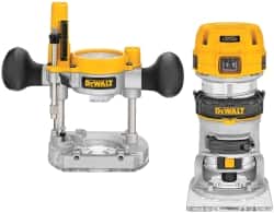 DeWALT - 16,000 to 27,000 RPM, 1.25 HP, 7 Amp, Fixed and Plunge Combination Electric Router - 115 Volts, 1/4 Inch Collet - Americas Tooling