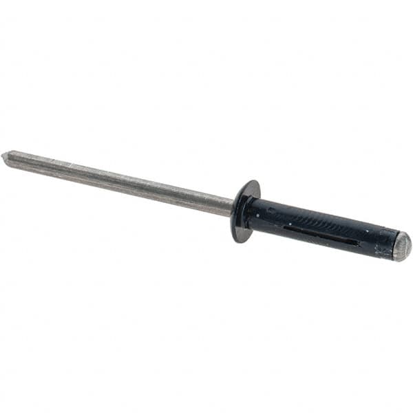 Made in USA - Large Flange Head Aluminum Peel Blind Rivet - Steel Mandrel, 0.039" to 3/8" Grip, 0.313" Head Diam, 0.156" Max Hole Diam, 0.717" Length Under Head, - Americas Tooling