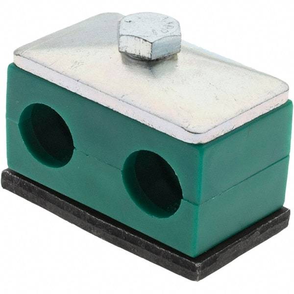 Value Collection - 2.09" Wide x 1.42" High x 1.18" Deep, Polypropylene Twin Vibration-Control Clamp - Steel Plate, Mount with Standard - Americas Tooling