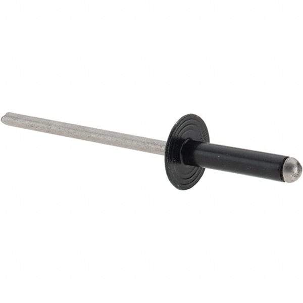 Made in USA - Large Flange Head Aluminum Open End Blind Rivet - Stainless Steel Mandrel, 1/32" to 11/64" Grip, 3/8" Head Diam, 1-1/8" Max Hole Diam, 0.563" Length Under Head, - Americas Tooling