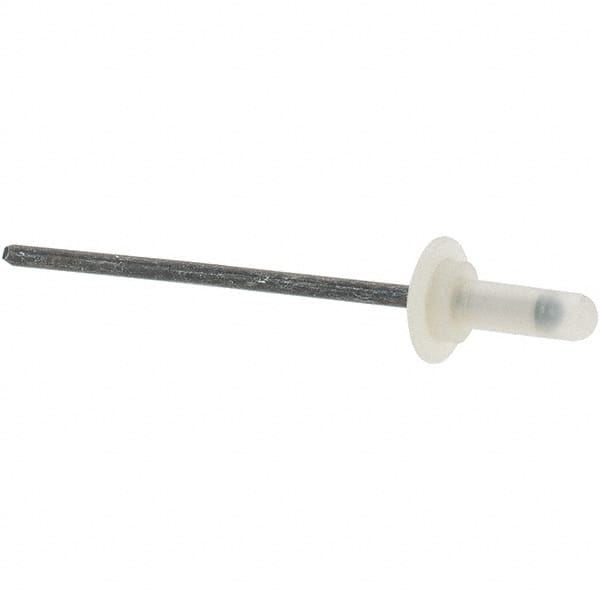 Value Collection - Large Flange Head Aluminum Closed End Sealing Blind Rivet - Steel Mandrel, 0.157" to 0.312" Grip, 1/4" Head Diam, 0.126" Max Hole Diam, 0.374" Length Under Head, - Americas Tooling