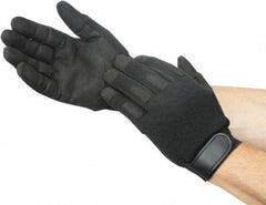 Ability One - Size L Nylon/Spandura General Protection Work Gloves - For Mechanic's & Lifting, Uncoated, Hook & Loop Cuff, Full Fingered, Black, Paired - Americas Tooling