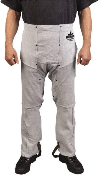 MCR Safety - Size Universal Leather Welding Chaps - No Pockets, 38" Inseam, Gray - Americas Tooling