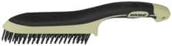 Hyde Tools - 1-1/8 Inch Trim Length Steel Scratch Brush - 6" Brush Length, 11-3/4" OAL, 1-1/8" Trim Length, Plastic with Rubber Overmold Ergonomic Handle - Americas Tooling
