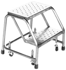 Ballymore - 19" 2 Step Ladder - Rolling Safety Ladder, 450 Lb Capacity, 19" Platform Height, 20" Base Width x 19" Base Depth, Perforated Tread - Americas Tooling