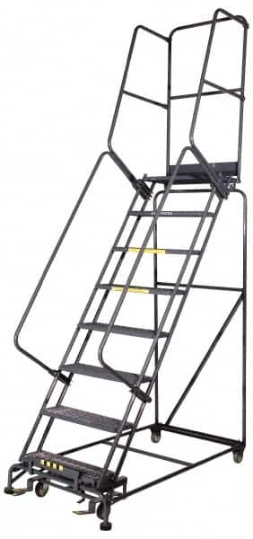 Ballymore - 153" 12 Step Ladder - Rolling Safety Ladder, 450 Lb Capacity, 120" Platform Height, 40" Base Width x 87" Base Depth, Heavy-Duty Serrated Grating - Americas Tooling