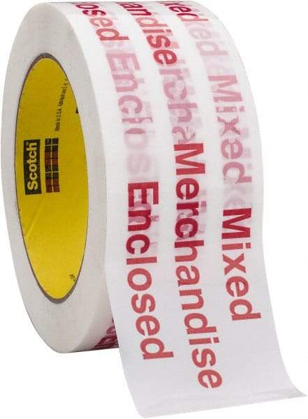 3M - 2" x 110 Yd Red & White Rubber Adhesive Packaging Tape - Polypropylene Film Backing, 1.9 mil Thick, 35 Lb Tensile Strength, Series 3775 - Americas Tooling