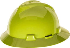 MSA - ANSI Type I, Class E Rated, Ratchet Adjustment Hard Hat - One Size Fits Most, Hi-Viz Yellow, Full Brim - Americas Tooling