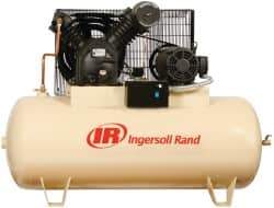 Ingersoll-Rand - 10 hp, 120 Gal Stationary Electric Horizontal Screw Air Compressor - Three Phase, 175 Max psi, 35 CFM, 230 Volt - Americas Tooling