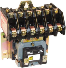 Square D - No Enclosure, 6 Pole, Electrically Held Lighting Contactor - 20 A (Tungsten), 30 A (Fluorescent), 277 VAC at 60 Hz, 6NO Contact Configuration - Americas Tooling