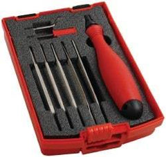 Shaviv - 8 Piece High Speed Steel, Diamond Coated Blade Hand Deburring Tool Set - E100S, E400 Blades, For Straight Edge, Hole Edge, Hole Inner Surface, Flat Surface - Americas Tooling