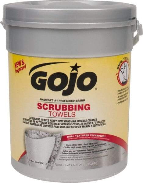 GOJO - Pre-Moistened Hand Cleaning Wipes - Canister, 12-1/4" x 10-1/2" Sheet Size, Red - Americas Tooling