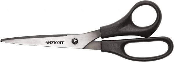 Westcott - 3-19/64" LOC, 8" OAL Stainless Steel Standard Standard - Plastic Straight Handle, For General Purpose Use - Americas Tooling