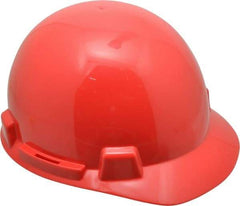 MSA - ANSI Type I, Class E Rated, 4-Point, Ratchet Adjustment Hard Hat - Red, Standard Brim - Americas Tooling