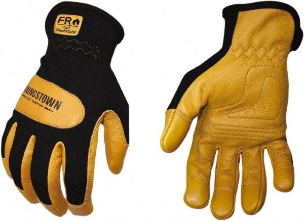 Youngstown - Size XL, Leather or Synthetic Leather, Arc Flash & Flame Resistant Gloves - Kevlar Lined, 12 cal/Sq cm Max Arc Protection, HRC 2, ANSI Cut Level 3, NFPA70E & ASTM F2302 - Americas Tooling