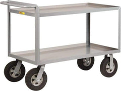 Little Giant - 1,500 Lb Capacity, 2 Shelf, Steel Shelf Truck - 48" Long x 24" Wide x 38-1/2" High, 10" Diam Solid Rubber Wheels - Americas Tooling