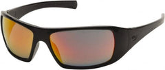 PYRAMEX - Ice Orange Mirror Lenses, Framed Safety Glasses - Scratch Resistant, Black Polycarbonate/Thermoplastic Rubber Frame, Size Universal, Wrap Around - Americas Tooling