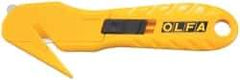 Olfa - Retractable Utility Knife - 1.58" High Carbon Tool Steel Blade, Yellow Nylon-6 Polyamide Handle, 1 Blade Included - Americas Tooling