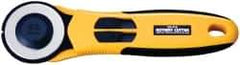 Olfa - Fixed Rotary Cutter - 1.77" Tungsten Tool Steel Blade, Yellow & Black ABS Plastic with Elastomer Inset Handle, 1 Blade Included - Americas Tooling