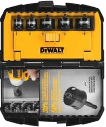 DeWALT - 5 Piece, 3" to 1-3/8" Saw Diam, Impact Rated Hole Saw Kit - Bi-Metal, Toothed Edge, Includes 5 Hole Saws - Americas Tooling