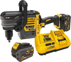 DeWALT - 60 Volt 1/2" Chuck Right Angle Handle Cordless Drill - 0-300 & 0-1200 RPM, Keyed Chuck, 2 Lithium-Ion Batteries Included - Americas Tooling