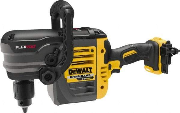 DeWALT - 60 Volt 1/2" Chuck Right Angle Handle Cordless Drill - 0-300 & 0-1200 RPM, Keyed Chuck, Lithium-Ion Batteries Not Included - Americas Tooling