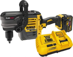 DeWALT - 60 Volt 1/2" Chuck Right Angle Handle Cordless Drill - 0-300 & 0-1200 RPM, Keyed Chuck, 1 Lithium-Ion Battery Included - Americas Tooling