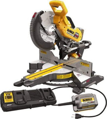 DeWALT - 15 Amp, 120 Volt, 3,800 RPM, 60° Right & 50° Left Double Bevel Sliding Miter Saw - 5/8 or 1" Arbor, 12" Blade Diam, Includes DHS790 Sliding Miter Saw, (2) DCB606 FLEXVOLT Batteries, DCA120 120V Adaptor & DCA132 Charger - Americas Tooling