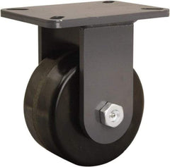 Hamilton - 6" Diam x 3" Wide x 8" OAH Top Plate Mount Rigid Caster - Phenolic, 2,000 Lb Capacity, Tapered Roller Bearing, 5-1/4 x 7-1/4" Plate - Americas Tooling