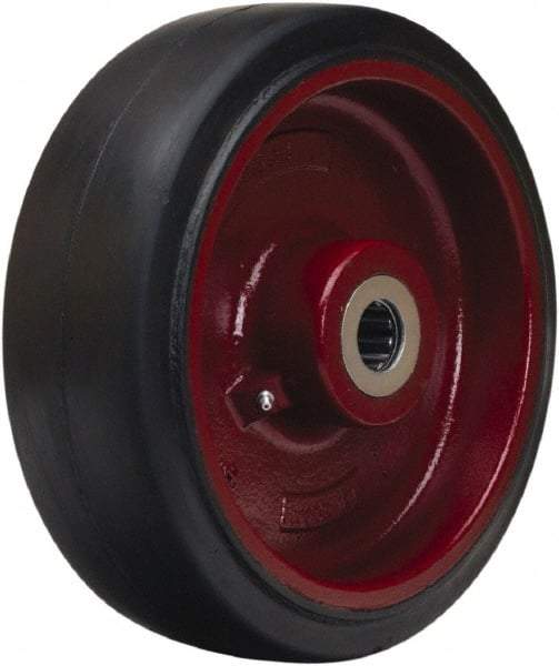 Hamilton - 12 Inch Diameter x 4 Inch Wide, Rubber on Cast Iron Caster Wheel - 1,600 Lb. Capacity, 4-1/4 Inch Hub Length, 1-1/4 Inch Axle Diameter, Straight Roller Bearing - Americas Tooling