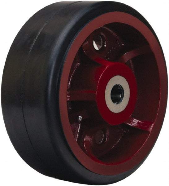 Hamilton - 14 Inch Diameter x 5 Inch Wide, Rubber on Cast Iron Caster Wheel - 2,300 Lb. Capacity, 5-1/4 Inch Hub Length, 2-7/16 Inch Axle Diameter, Plain Bore Bearing - Americas Tooling