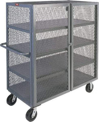 Jamco - 3,000 Lb Capacity, 4 Shelf, 4-Sided Steel Mesh Security Truck - 30" Long x 60" Wide x 57" High, 6" Diam Phenolic Wheels - Americas Tooling