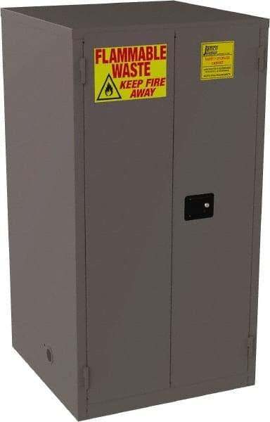 Jamco - 2 Door, 2 Shelf, Yellow Steel Double Wall Safety Cabinet for Flammable and Combustible Liquids - 65" High x 34" Wide x 34" Deep, Manual Closing Door, 3 Point Key Lock, 60 Gal Capacity - Americas Tooling