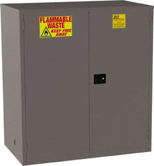 Jamco - 2 Door, 1 Shelf, Yellow Steel Double Wall Safety Cabinet for Flammable and Combustible Liquids - 65" High x 34" Wide x 59" Deep, Manual Closing Door, 3 Point Key Lock, 120 Gal Capacity - Americas Tooling