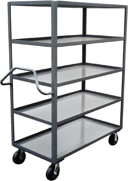 Jamco - 3,000 Lb Capacity, 5 Shelf, Steel Stock Truck - 24" Long x 60" Wide x 68" High, 6" Diam Phenolic Wheels - Americas Tooling