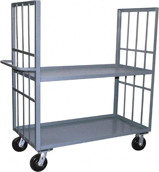 Jamco - 3,000 Lb Capacity, 2 Shelf, 2-Sided Steel Slat Truck - 24" Long x 60" Wide x 57" High, 6" Diam Phenolic Wheels - Americas Tooling