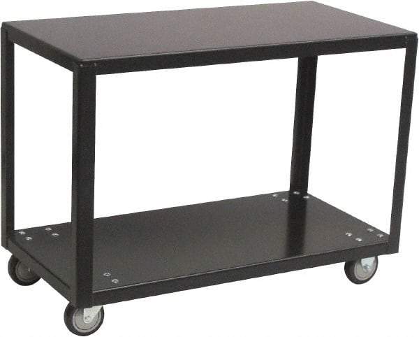 Jamco - 800 Lb Capacity, 24" Wide x 18" Long x 28" High Transport Cart - 2 Shelf, Steel, 2 Rigid/2 Swivel Casters - Americas Tooling