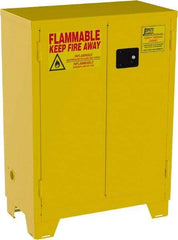 Jamco - 2 Door, 2 Shelf, Yellow Steel Double Wall Safety Cabinet for Flammable and Combustible Liquids - 49" High x 18" Wide x 34" Deep, Self Closing Door, 3 Point Key Lock, 28 Gal Capacity - Americas Tooling