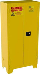 Jamco - 2 Door, 3 Shelf, Yellow Steel Double Wall Safety Cabinet for Flammable and Combustible Liquids - 70" High x 18" Wide x 34" Deep, Manual Closing Door, 3 Point Key Lock, 44 Gal Capacity - Americas Tooling