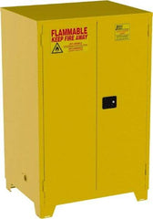 Jamco - 2 Door, 2 Shelf, Yellow Steel Double Wall Safety Cabinet for Flammable and Combustible Liquids - 70" High x 34" Wide x 43" Deep, Manual Closing Door, 3 Point Key Lock, 90 Gal Capacity - Americas Tooling