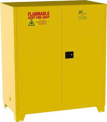 Jamco - 2 Door, 2 Shelf, Yellow Steel Double Wall Safety Cabinet for Flammable and Combustible Liquids - 70" High x 34" Wide x 59" Deep, Manual Closing Door, 3 Point Key Lock, 120 Gal Capacity - Americas Tooling