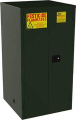 Jamco - 2 Door, 2 Shelf, Green Steel Double Wall Safety Cabinet for Flammable and Combustible Liquids - 65" High x 34" Wide x 34" Deep, Self Closing Door, 3 Point Key Lock, 60 Gal Capacity - Americas Tooling