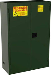 Jamco - 2 Door, 2 Shelf, Green Steel Double Wall Safety Cabinet for Flammable and Combustible Liquids - 44" High x 18" Wide x 43" Deep, Self Closing Door, 3 Point Key Lock, 45 Gal Capacity - Americas Tooling