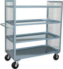 Jamco - 3,000 Lb Capacity, 4 Shelf, 2-Sided Steel Mesh Stock Truck - 24" Long x 48" Wide x 57" High, 6" Diam Phenolic Wheels - Americas Tooling