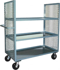 Jamco - 3,000 Lb Capacity, 3 Shelf, 2-Sided Steel Mesh Stock Truck - 24" Long x 36" Wide x 57" High, 6" Diam Phenolic Wheels - Americas Tooling