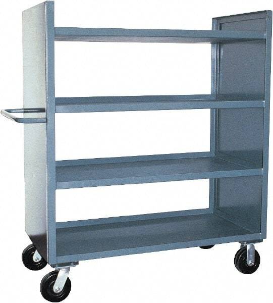 Jamco - 3,000 Lb Capacity, 4 Shelf, 2-Sided Steel Shelf Truck - 30" Long x 60" Wide x 57" High, 6" Diam Phenolic Wheels - Americas Tooling