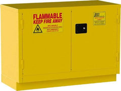 Jamco - 2 Door, 1 Shelf, Yellow Steel Double Wall Safety Cabinet for Flammable and Combustible Liquids - 35" High x 22" Wide x 48" Deep, Manual Closing Door, 3 Point Key Lock, 30 Gal Capacity - Americas Tooling