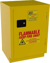 Jamco - 1 Door, 1 Shelf, Yellow Steel Double Wall Safety Cabinet for Flammable and Combustible Liquids - 35" High x 22" Wide x 24" Deep, Manual Closing Door, 3 Point Key Lock, 12 Gal Capacity - Americas Tooling