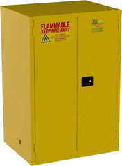 Jamco - 2 Door, 2 Shelf, Yellow Steel Double Wall Safety Cabinet for Flammable and Combustible Liquids - 65" High x 34" Wide x 43" Deep, Self Closing Door, 3 Point Key Lock, 90 Gal Capacity - Americas Tooling